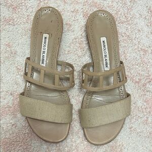 Manolo Blahnik Beige Strappy Sandals